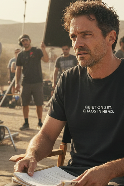 Director's chair film set with exact shirt design