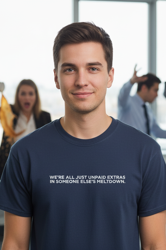 WE'RE ALL JUST UNPAID EXTRAS IN SOMEONE ELSE'S MELTDOWN.